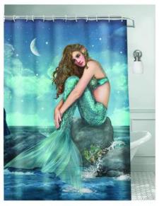 Moon and Stars Mermaid Shower Curtain 