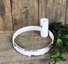 White Distressed Circular Taper Candle Holder   