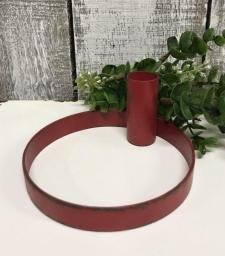 Red Distressed Circular Taper Candle Holder   