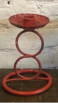 Red Distressed Ring Tower Taper Holder 