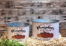 Farm Fresh Pumpkins Buckets (Set of 2)