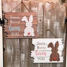 Pallet Bunny Hanging Signs Set of 2 14