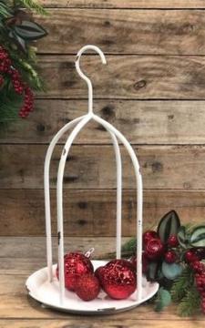 White Distressed Metal Hook Candle Holder 