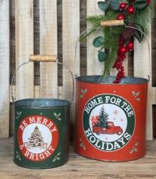 Home Holidays / Merry & Bright Buckets (2 Assorted)