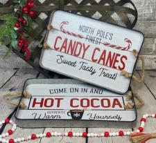 Candy Canes Metal Trays (2 Assorted)