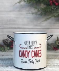 Candy Canes Metal Container With Handles 