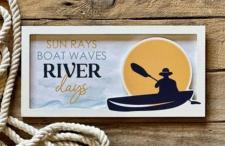 Sun Rays Boat Waves River Days Sign 