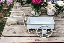 White Distressed Flower Cart 