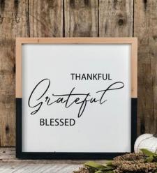Black/Natural Frame Grateful Sign 