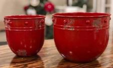 Red Distressed Metal Bowls (Set of 2)