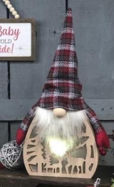 Wood Cut Out Light Up Gnome Small 