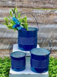 Blue Middle Textured Buckets (Set of 3)