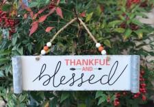 Thankful and Blessed Jute Beaded Hanger 