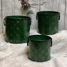 Green Snowflake Pattern Buckets (Set of 3)