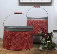 Red Weave Pattern Oval Buckets Set 2