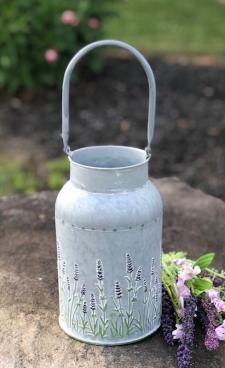 Lavender Embossed Galvanized Milk Can 