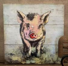 Pig Artwork Box Sign 