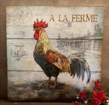 Rooster Artwork Box Sign 