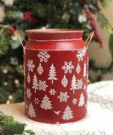 White Trees/Snowflakes Red Milk Can 