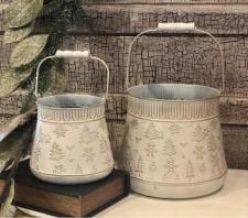 Gold Snowflakes/Trees Buckets (Set of 2)