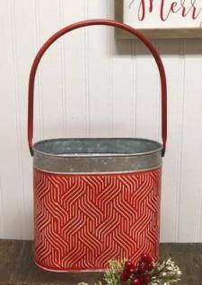 Red Weave Oval Container 