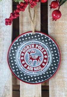 North Pole Air Mail Embossed Ornament 