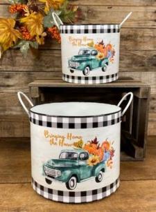 Bringing Home The Harvest Green Truck Buckets (set of 2)