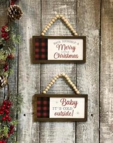 Baby It's Cold & Merry Christmas  Bead Ornaments (Set of 2)