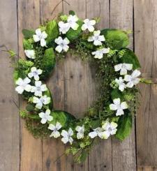 White Dogwood Blossom Wreath 