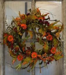 Orange Floral Fall Wreath 