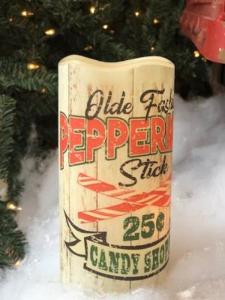 Old Fashioned Peppermint LED Candle w/Timer 