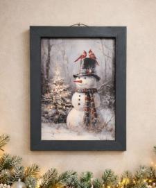 Cardinal Snowman Framed Art