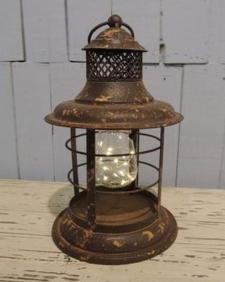 LED Rustic Cage Lantern with Bulb 