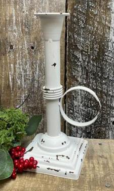 White Distressed Taper Candle Holder 