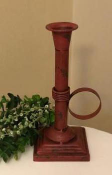 Red Metal Taper Candle Holder 