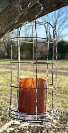 White Hanging Candle Cage 