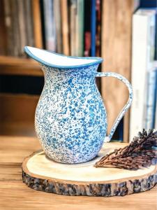 Teal Splatter Enamelware Pitcher 