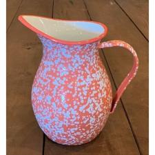 Coral Spatter Enamelware Pitcher 