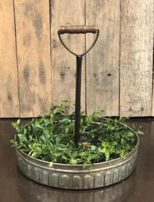 Galvanized Tray w/Shovel Handle 