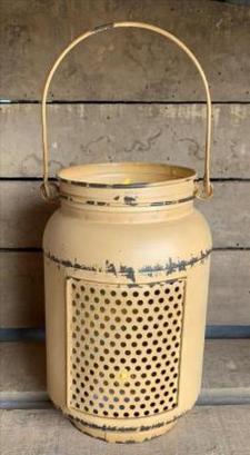 Yellow Distressed LED Mason Jar Light Large 