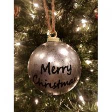Merry Christmas Galvanized Ball Ornament 