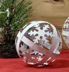 White Distressed Snowflake Sphere Small 