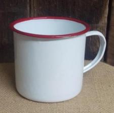 Red Rim Enamelware Coffee Mug