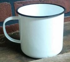 Black Rim Enamelware Soup Mug 