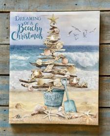 Lighted Beach Christmas Canvas 