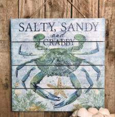 Crabby Wood Slat Sign 