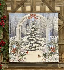 Lighted Garden In Winter Canvas 