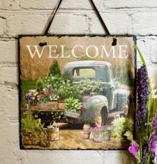 Garden Market Truck Slate Hanger 