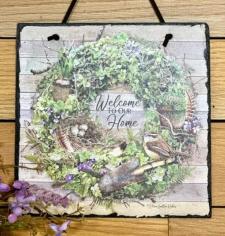 Garden Wreath Slate Hanger 