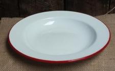 Red Rim Enamelware Salad Plate 